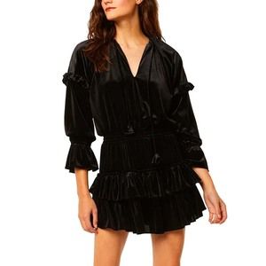 Misa Los Angeles Amalya Black Velvet Mini Dress Size S